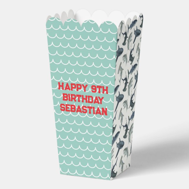 Para Regalos Caja personalizada de trato de favor de tiburón (Anverso)