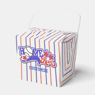 Para Regalos Caja roja blanca y azul de béisbol con rayas de b