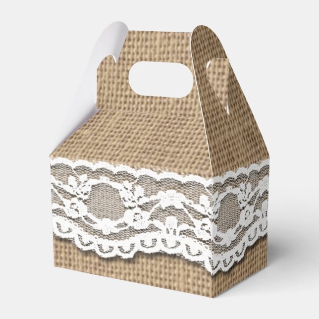 Para Regalos Caja Rustic Burlap y Lace Art Gable FavBox (Reverso)