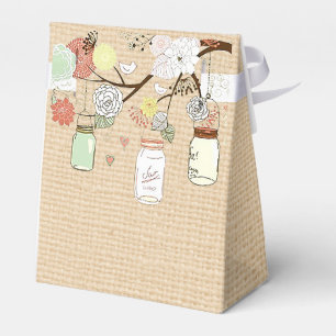 Para Regalos Caja rústica del favor del tarro de la arpillera 
