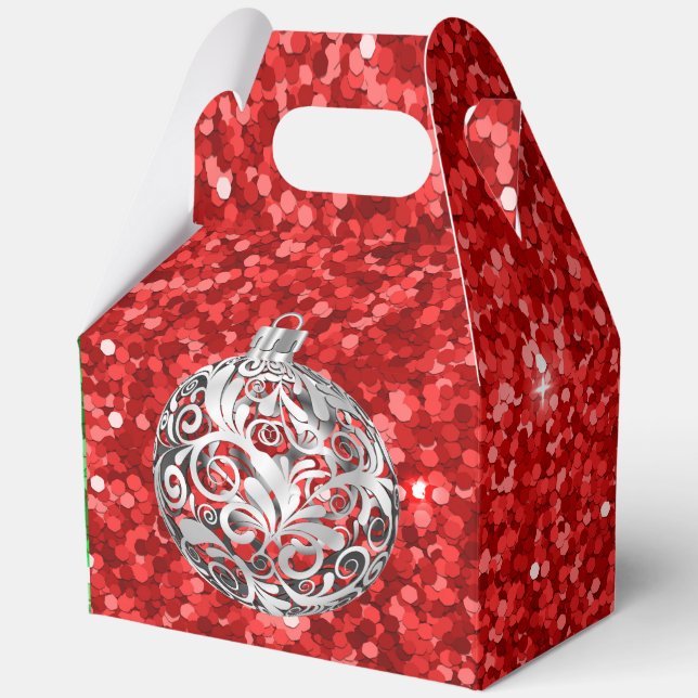 Para Regalos Caja Verde de Favor Rojo Plata (Anverso)
