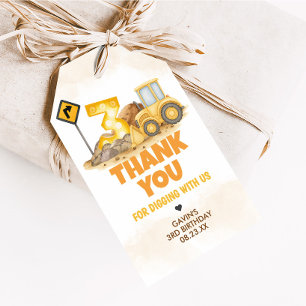 Para Regalos Cavando la construcción 3er cumpleaños Etiquetas d