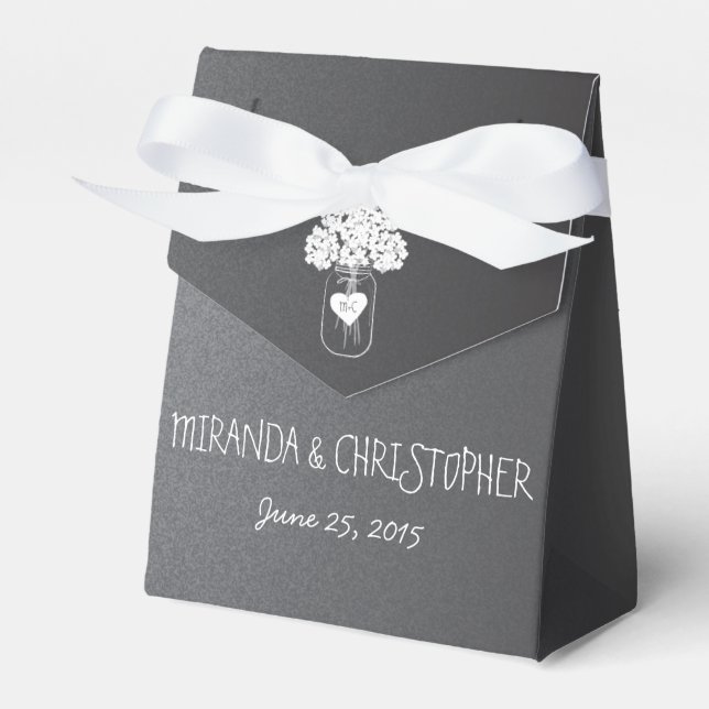 Para Regalos Chalkboard Mason Jar Floral Caja de Favor Personal (Front Side)