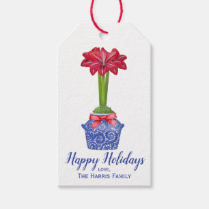 Para Regalos Chinoiserie Amaryllis, Navidades Etiquetas de Rega