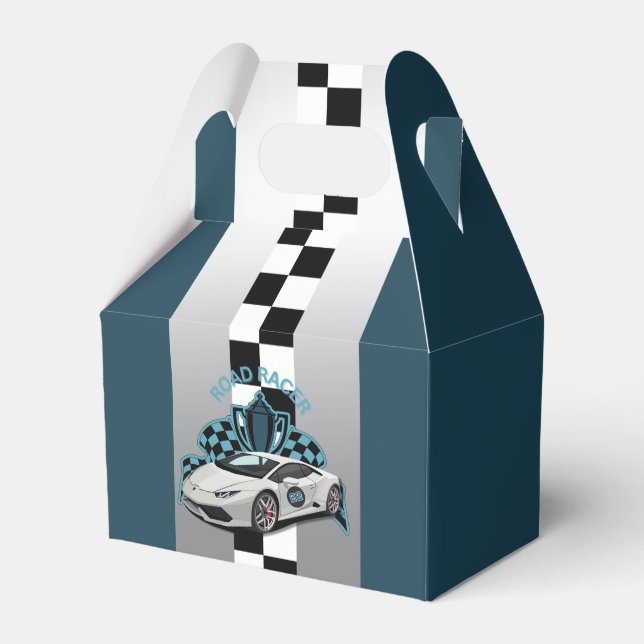 Para Regalos Coche de Carreras verde, caja de favores en blanco (Front Side)