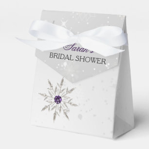 Para Regalos copos de nieve púrpura de plata caja de favores de
