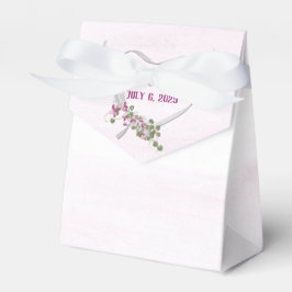 Para Regalos Corazón de cinta blanca con flor rosa caja favorit