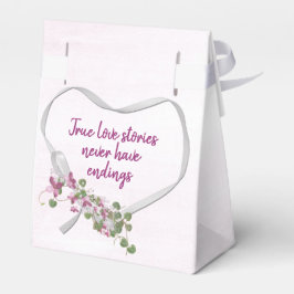 Para Regalos Corazón de cinta blanca con flor rosa caja favorit