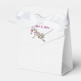 Para Regalos Corazón de cinta blanca con flor rosa caja favorit