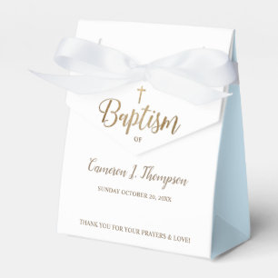 Para Regalos Cruz del Bautismo Azul Blanco Oro Gracias Caja De