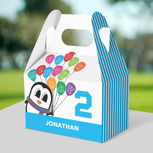 Para Regalos Cuta Penguin Cumpleaños Caja de Gable/Favor (Subido por el creador)