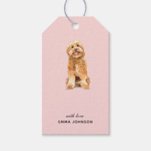 Para Regalos Cuto Doodle de oro en etiquetas de regalo rosa