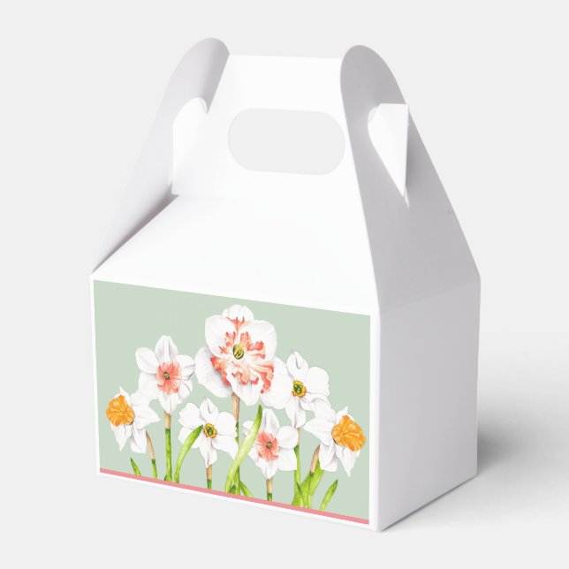 Para Regalos Daffodils en una caja de Favor de la Gable (Front Side)