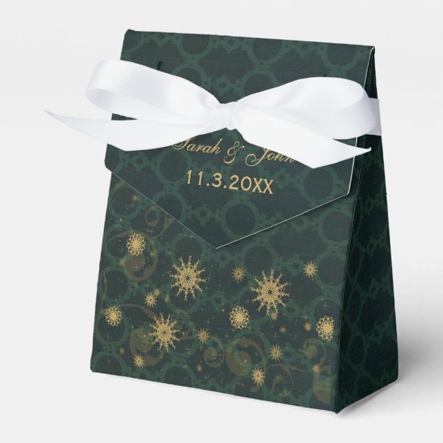 Para Regalos dorado verde Snowflakes Wind caja de favores de bo (Front Side)