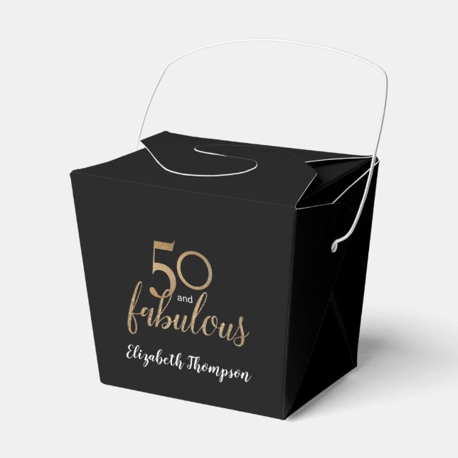 Para Regalos Elegante 50 y fabulosa caja de cumpleaños Faux oro (Front Side)