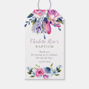 Para Regalos Elegante acuarela Floral Baptism Etiquetas de rega