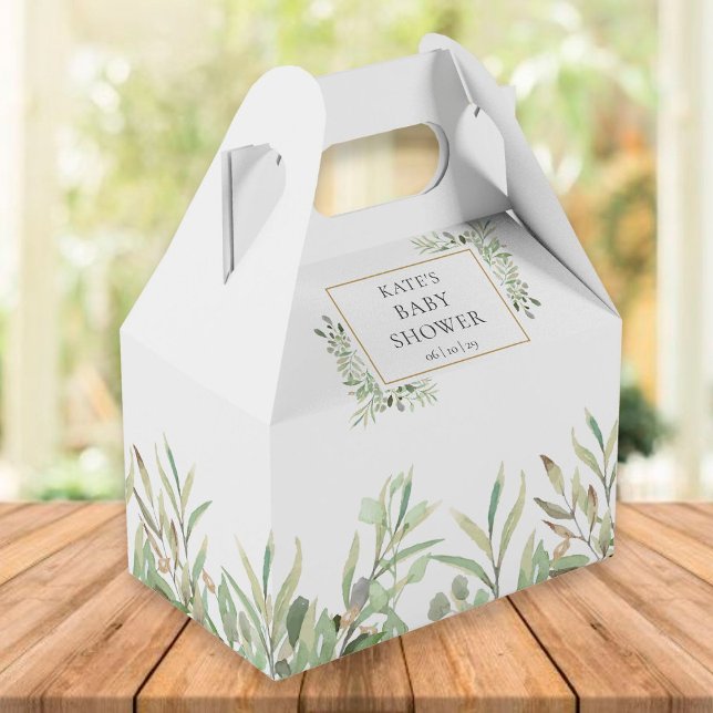Para Regalos Elegante Baby Shower Greenery deja caja de favores (Subido por el creador)