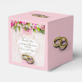 Para Regalos Elegante Caja de Favor de Boda Floral Rosa Brillan