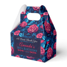 Elegante Caja De Favor De Cumpleaños De Rosa Por R