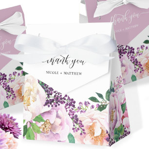 Para Regalos Elegante Caja de Favor de Flores Púrpura, Peach y 