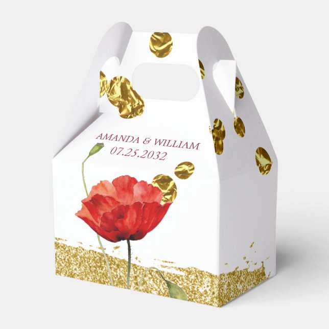 Para Regalos Elegante Caja de Favor de la Boda de Flores Rojas (Front Side)