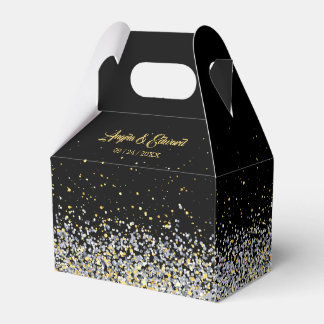 Para Regalos Elegante Caja De Favor De La Boda Negra Y Oro