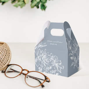 Para Regalos Elegante caja de Favor Floral Azul y Blanco Polvor