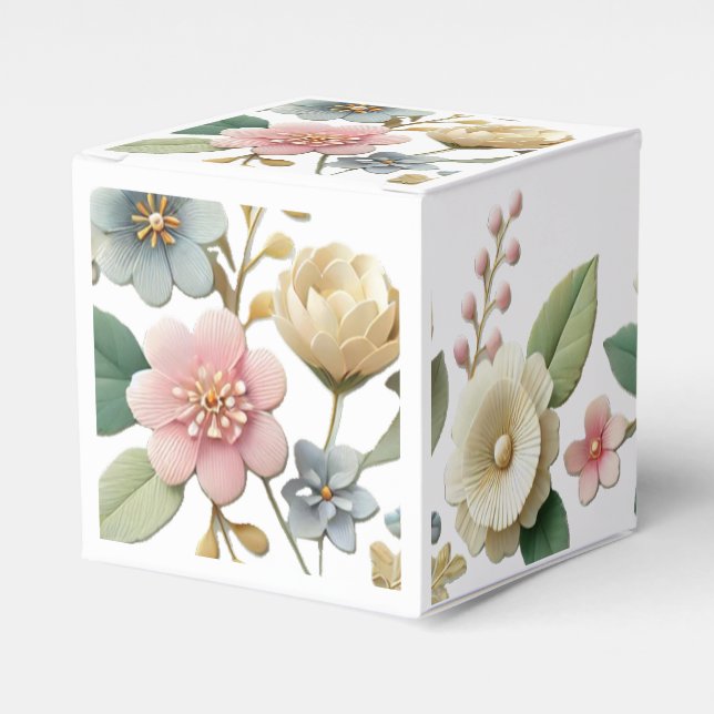 Para Regalos Elegante Caja de Favor Floral Pastel" (Costado Anverso)
