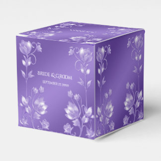 Para Regalos Elegante Caja de Favor Floral Púrpura