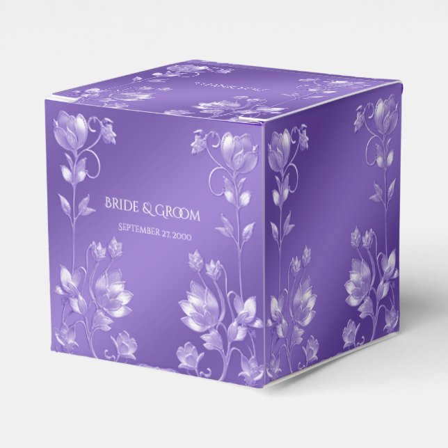 Para Regalos Elegante Caja de Favor Floral Púrpura (Costado Anverso)