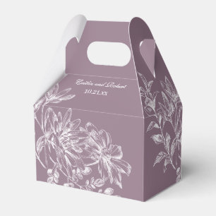 Para Regalos Elegante Caja de Favor Floral Púrpura y Blanca