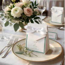 Elegante caja de favores de la boda verde esmerald