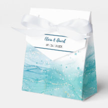 Elegante caja de favores del océano azul