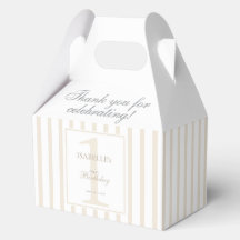 Elegante caja de regalo con rayas de champán suave