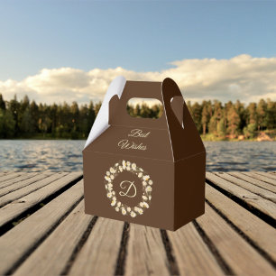 Para Regalos Elegante caja Favor marrón floral floral