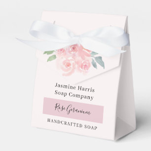 Para Regalos Elegante Rosa Geranium Caja de Favor de Jabón art