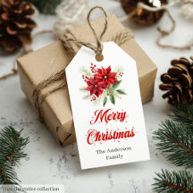 Elegantes etiquetas de bouquet de Navidad en acuar