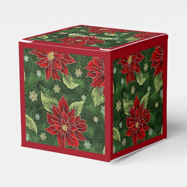 Para Regalos Elegantes Navidades Poinsettia Caja de Favor del C (Costado Anverso)