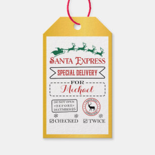 Para Regalos Entrega Especial   Etiquetas de regalo de Santa Po
