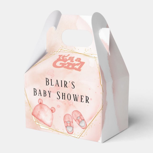 Para Regalos Es una caja de Chica rosada y dorada Baby Shower F (Front Side)