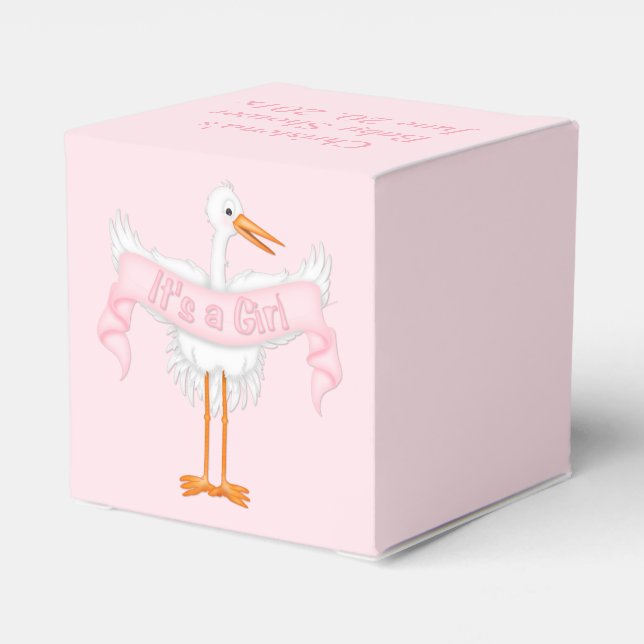 Para Regalos Es una caja de Chicas de Baby Shower Stork (Reverso Costado)
