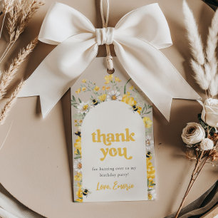 Para Regalos Etiquetas Amarillas de Favor de Abeja de Flor Silv