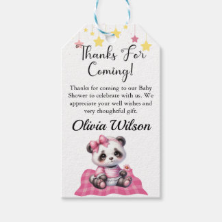 Para Regalos Etiquetas Baby Shower Favor, Tema Panda Rosa
