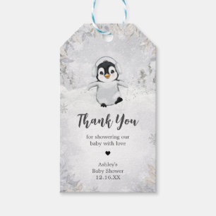 Para Regalos Etiquetas Baby Shower Pingüino de Invierno