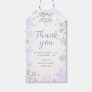 Para Regalos Etiquetas Baby Shower Purple Snowflake