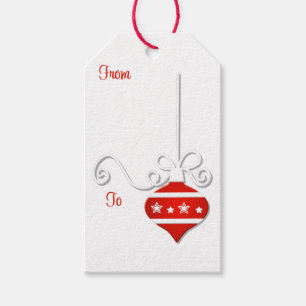Para Regalos Etiquetas blancas rojas del regalo del ornamento