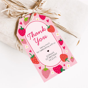 Para Regalos Etiquetas chica Strawberry Berry First Birthday Fa