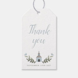Para Regalos Etiquetas de agradecimiento azules de Capilla y Fl