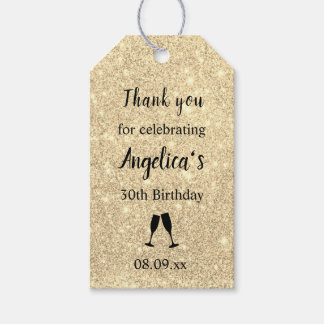 Para Regalos Etiquetas de agradecimiento de cumpleaños con bril