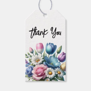 Para Regalos Etiquetas de agradecimiento de flores primaverales